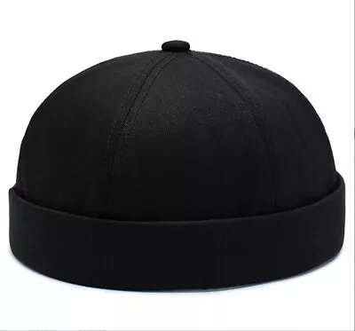 US Men Skullcap Sailor Cap Landlord Hat Beanie Rolled Cuff Retro Brimless Hat • $8.49