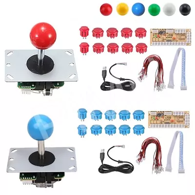 2 Player DIY Arcade Joystick Kit 5Pin Cable 24/30mm Buttons USB Encoder US Stock • $42.99