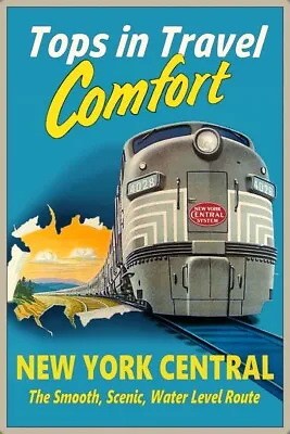 New York Central Railroad Train Poster Tops In Travel Comfort Art Print 361 • $35.50