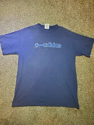 Vintage Adidas Cotton Mens Blue T Shirt Sz Small Logo Soccer Tee Athletic Sports • $11.99