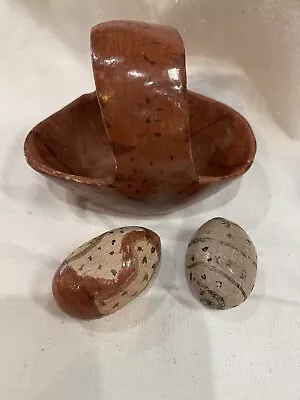 Vintage Native American Maricopa Pima Tribe  Pottery Signed “Easter” Egg Basket • $298