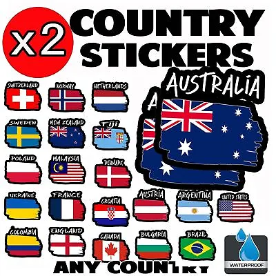 £2.75 • Buy 2 X Country FLAG TEXT Sticker Stickers Window Car Bike 4x4 Boat Bumper Laptop