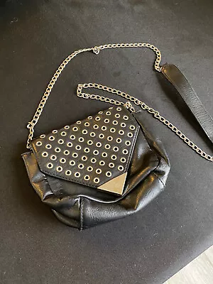 Mossimo  Small Purse Black Silver Accents Cross Body Flap Opening Chain Strap • $15