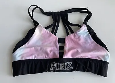 Victoria's Secret PINK Black Tie Dye Strappy Ultimate Push Up Sports Bra Sz S • $15