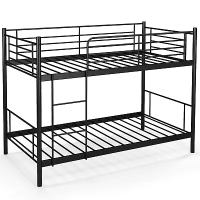3FT Metal Bunk Bed Single Over Single Loft Bed Frame W/ Ladder Safety Guardrail • £139.95