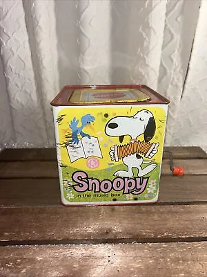 Vintage 1950 Snoopy Peanuts Wind Up Music Jack In The Box Mattel • $19