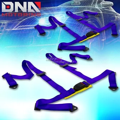 Universal Jdm Pair X2 Sets 4-point Blue Racing Harness Seat Belt/belts Mounting • $38.58