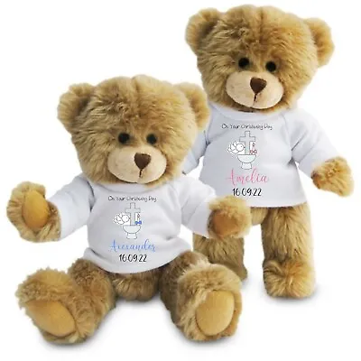 Christening Baptism Naming Ceremony Personalized Teddy Bear Add A Name & Date • £16.99