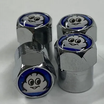 Michelin Man  BIB  Chrome Plated Brass Tire Valve Stem Caps Car Bike Golf Cart • $19.99