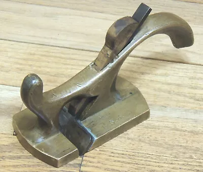 2 1/2  Wide Unmarked Brass Coachmaker’s Tail Handled T Rabbet Plane-antique Tool • $149
