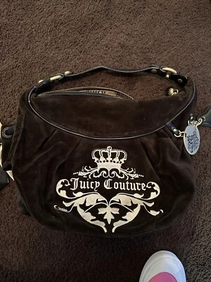 $43 • Buy Vintage Brown Y2k Juicy Couture Velour Hobo Bag