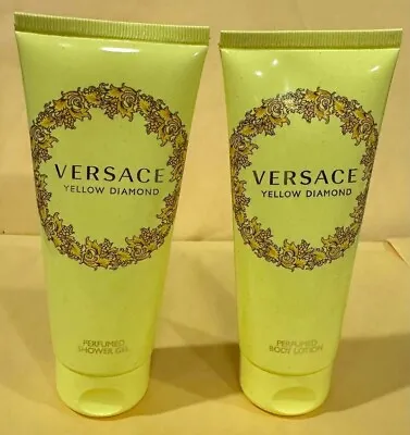 VERSACE YELLOW DIAMOND For Women BODY LOTION + PERFUMED SHOWER GEL 3.4 Oz 100 Ml • $29.99