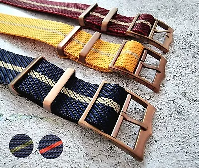 £13.95 • Buy Luxury Nylon NATO Twill Knit Woven Bronze Buckle Watch Strap For Tudor 20mm 22mm