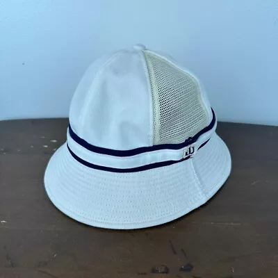 Vintage 80s Wilson Tennis Sports White Mesh Bucket Hat Cap Size Large • $15