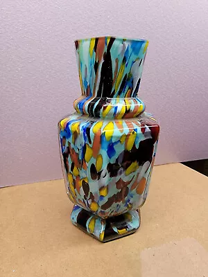 Czech End Of Days / Italian Millefiori Murano Hexagon Art Glass Vase • $225