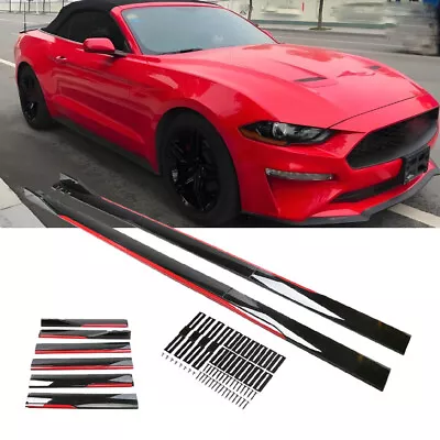 For Ford For Mustang 78.7'' Side Skirt Extension Splitter Spoiler Kit Black Red • $53.95