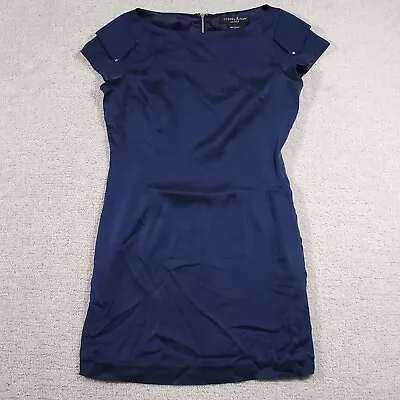 Guess By Marciano Short Silk Dress Women's Medium Blue Zip Lined Cap Sleeve • $29.97