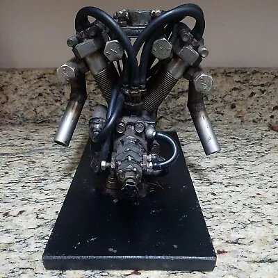 Mechanical Art Steampunk V Model Large Engine Original Handmade On Metal Base  • $149.99