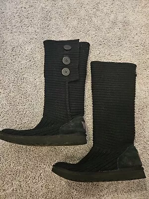 UGG Womens Classic Cardy Button Detailed Knit Boots Style 5819 Size 7 Black • $24