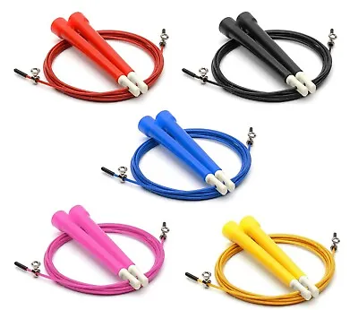 £6.99 • Buy 1x Plastic Coated Wire Adult Exercise Fitness Adjustable Boxing Skipping Rope UK