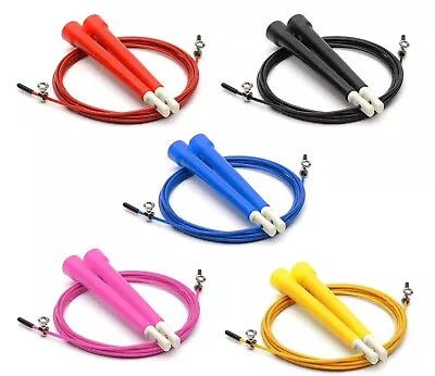 £6.99 • Buy 1x Plastic Coated Wire Adult Exercise Fitness Adjustable Boxing Skipping Rope UK