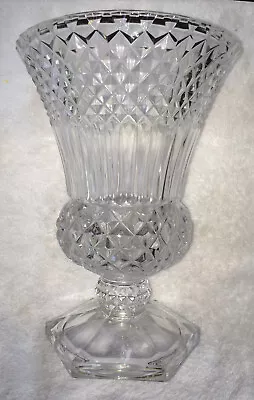 $189 • Buy Beautiful Vintage Val St Lambert Footed Crystal 9.5” High VASE.