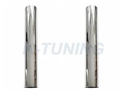 New Pair Chrome Exhaust Pipe 5 OD X24  Inch Straight Stack Tailpipe Tube • $128