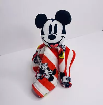 Disney Baby Mickey Mouse Lovey Plush Red White Stripes Security Blanket • $7.99