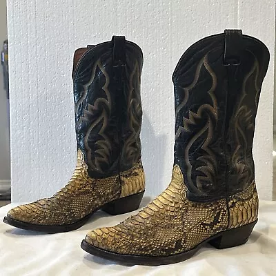 Vintage 70'S Nocona Python Mens Western Boots 12D Golden Phyton Snake Skin • $124.99