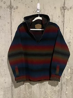 Vintage RARE Woolrich USA Wool Aztec Hooded Pullover Poncho Sweater Mens L • $85