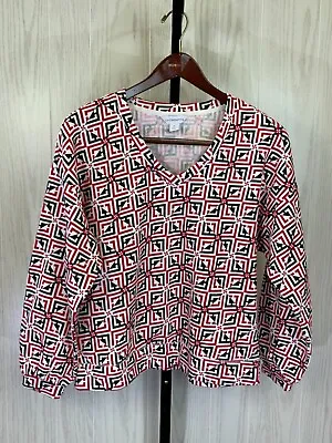 Liz Claiborne V Neck Long Sleeve Pattern Sweater Women's Size M NEW MSRP $44 • $19.99