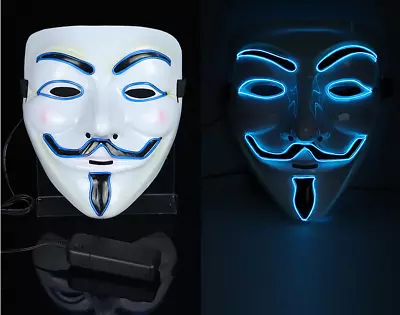$14.49 • Buy 3 Modes V For Vendetta LED Mask Cosplay Halloween Purge Neon Stitches Costume
