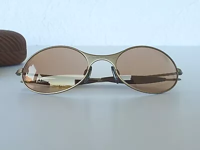 1999 Oakley Sunglasses Vintage E Wire 1 Gen Gold-Lens VR 50 Gold Iridium • £192.36