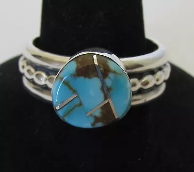 Native American Sterling #8 Mine Turquoise Ring Size 8.5 With/C.O.A Signed FAT • $179