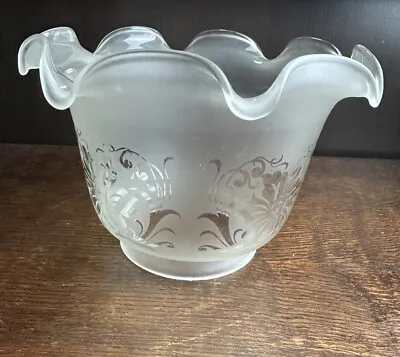 VIANNE Art Nouveau Satin Acid Etched Glass Floral Gas Lamp Shade 3 3/4” Fitter • $35