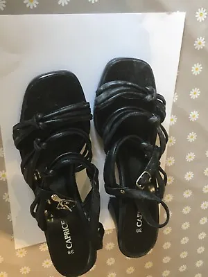 Caprice Black Strappy Sandals Size 5 • £12