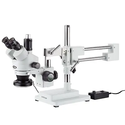AmScope 3.5X-90X Trinocular Stereo Microscope With 144-LED Ring Light • $1027.54