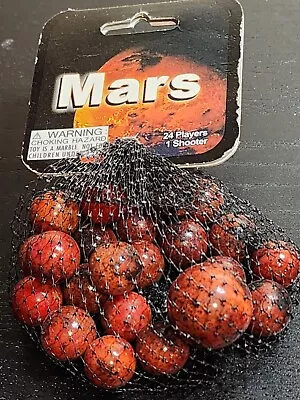 Vtg Vacor Marbles Net Bag MARS SPECKLED RED 25 Marbles 1 Shooter MEGA FUN • $12.50