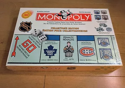 MONOPOLY NHL COLLECTOR’S EDITION Sealed 1999 Hasbro USAOPOLY 30 NHL Teams! • $34.90