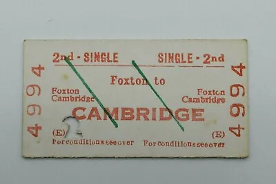 BRB Railway Ticket 4994 Foxton To Cambridge 12 Jun 1987 • £3