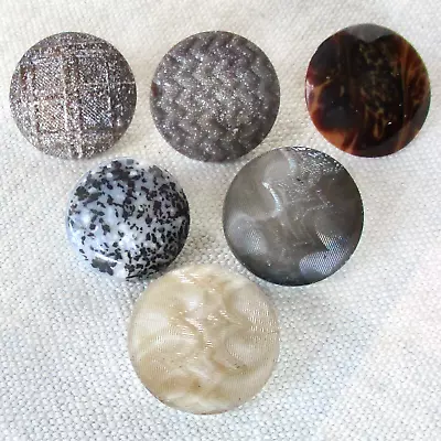 Assortment Of 6 Vintage Molded Slag Glass Buttons W Metal Loop Shanks • $1.99