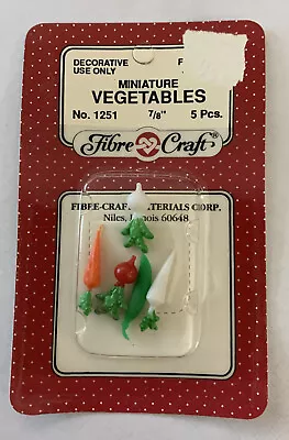 Dollhouse Miniatures 1:12 Vegetables 5 Piece Fibre Craft 7/8” Vintage NOS • $6