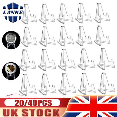 20/40PCS Desktop Holder Coin Display Stand Medals Storage Clear Home Office UK • £5.98