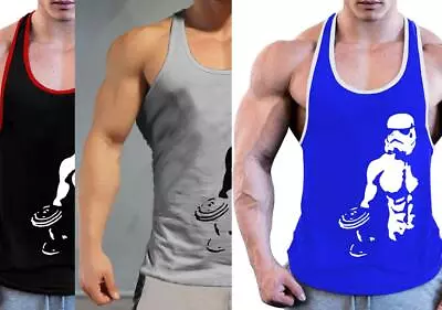 Men Tank Top Sleeveless Shirts Y-Back Muscle Gym Training Athletic Workout Vest • $26.99