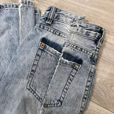 Ksubi Blue Mid Waist Wash Denim Jeans 24 ” Split Hem Pocket Design Y2k • $29