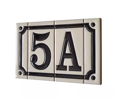 11 X 5.5 Cm French Hand-painted Ceramic White Number Tiles & Metal Frames • £3.48