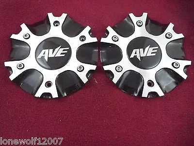 Ave By MKW Black Silver Metal Custom Wheel Center Cap # C132104B/M (2 CAPS) • $99.17