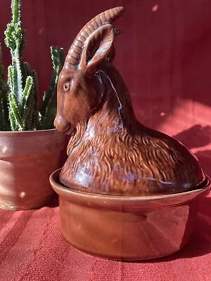 Vintage Majolica Covered Goat Chamois Casserole Tureen Made In Portugal • $24