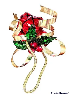 Vintage 90s Jingle Bells Ornament Christmas Decor Holly Berries Holly Leaves  • $22.95