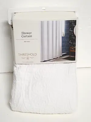 Matelasse Medallion Shower Curtain 72 X 72 100% Cotton - White - Threshold • £20.24